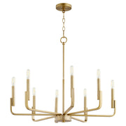 Tempo 8 Light Chandelier in Aged Brass