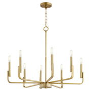 Tempo 8 Light Chandelier in Aged Brass
