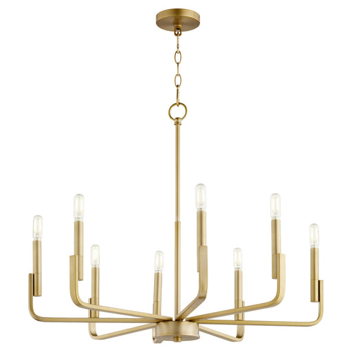 Tempo 8 Light Chandelier in Aged Brass