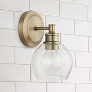 Mid Century Bath Sconce in Aged Brass