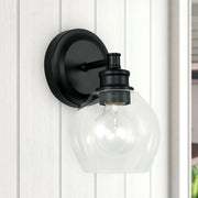 Mid Century Bath Sconce in Matte Black