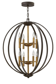 Euclid 8-Light Two-Tier Orb Chandelier in Spanish Bronze