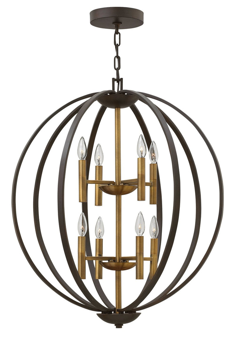 Euclid 8-Light Two-Tier Orb Chandelier in Spanish Bronze