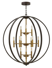 Euclid 12-Light Three-Tier Orb Chandelier in Spanish Bronze