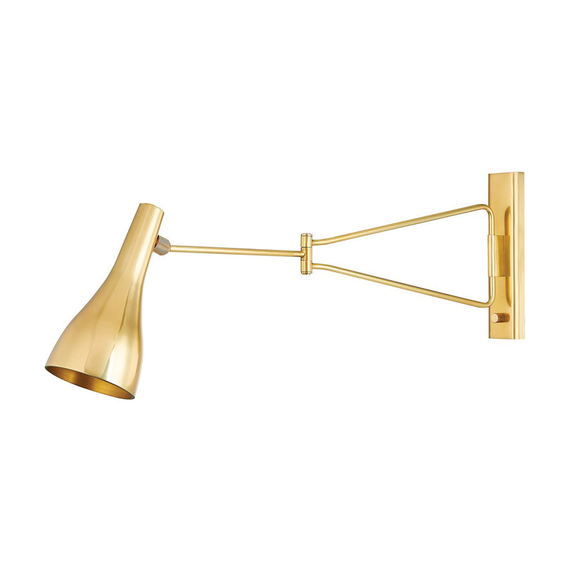Northford Swing Arm Wall Lamp in Aged Brass
