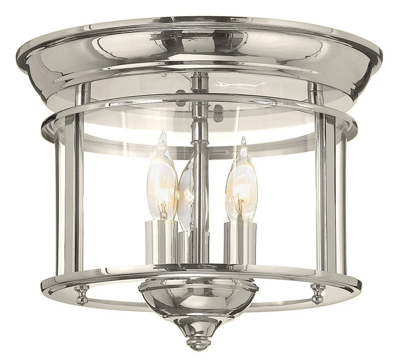 Gentry 3-Light Flush Mount in Polished Nickel