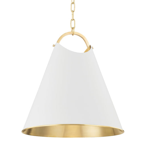 Burnbay Large Pendant in Aged Brass / Soft White