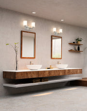 Cadoc 2 Light 15" Vanity in Brushed Nickel in a room setting