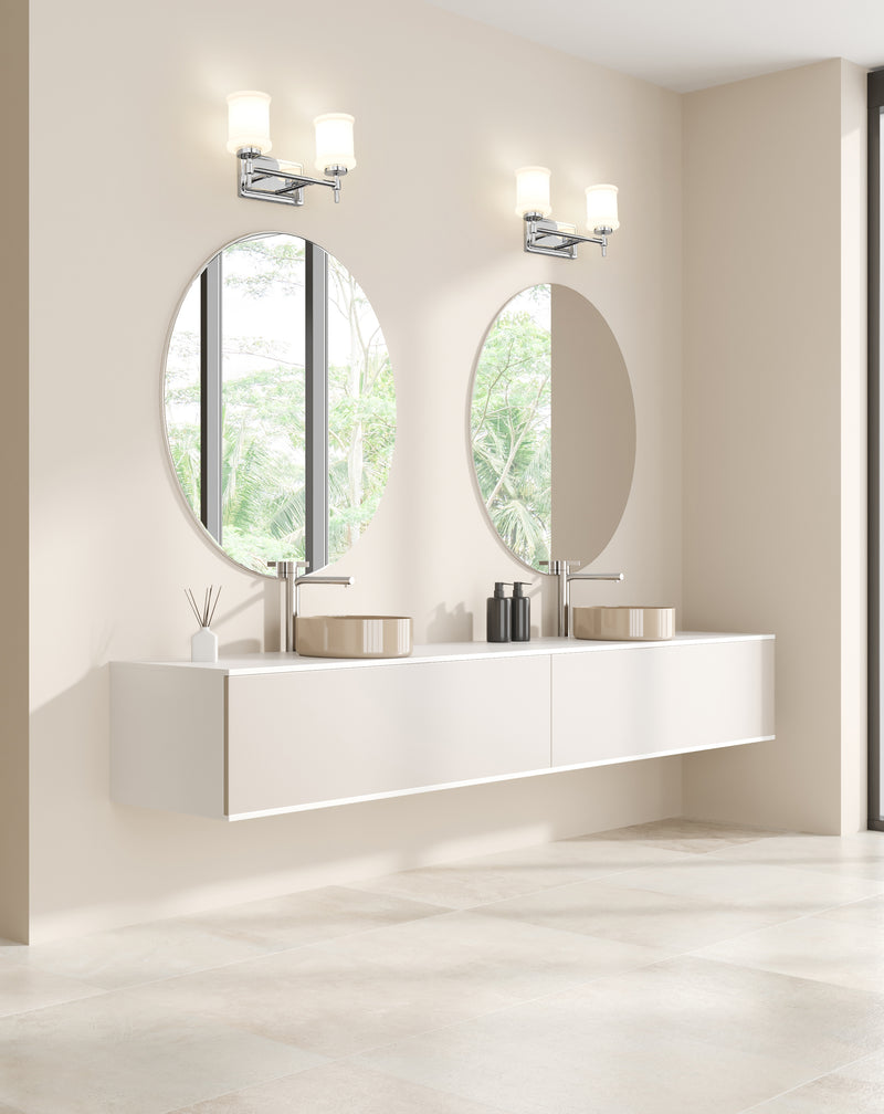 Cadoc 2 Light 15" Vanity in Chrome in a room setting