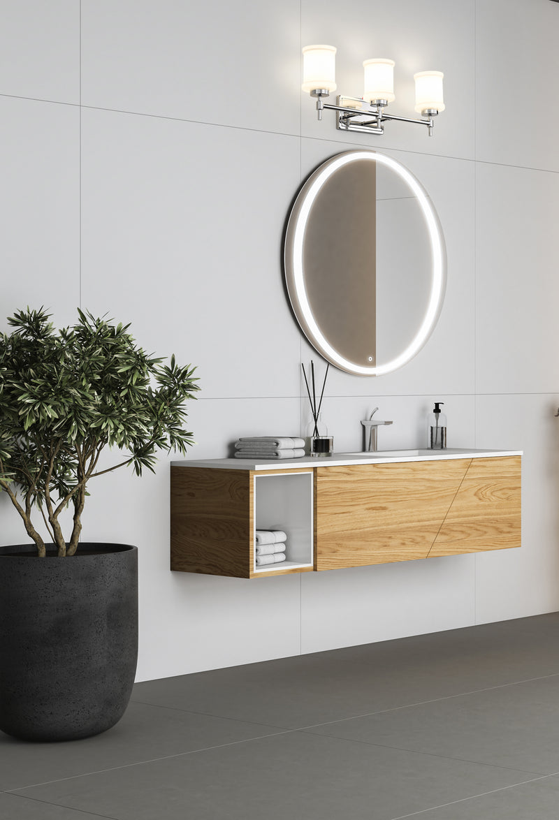 Cadoc 3 Light 23.5" Vanity in Chrome in a room setting