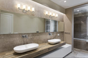 Cadoc 4 Light 31.5" Vanity in Brushed Nickel in a room setting