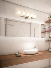 Cadoc 5 Light 40.5" Vanity in Brushed Nickel in a room setting