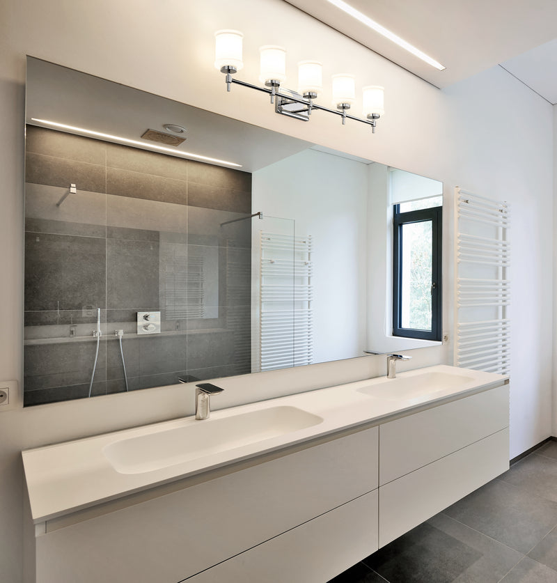 Cadoc 5 Light 40.5" Vanity in Chrome in a room setting