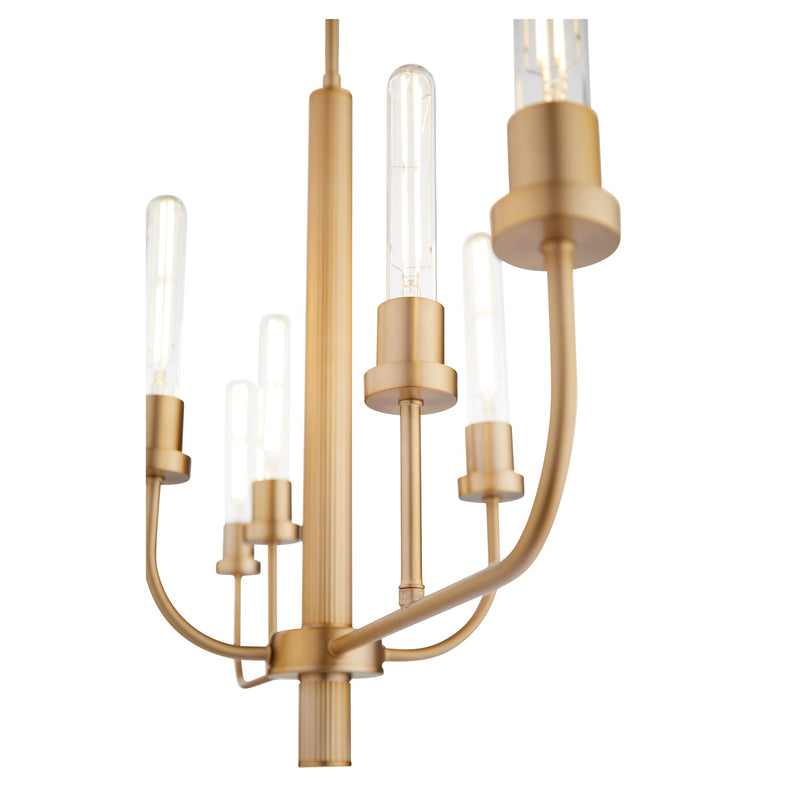 Sheridan 6 Light Linear Chandelier in Aged Brass