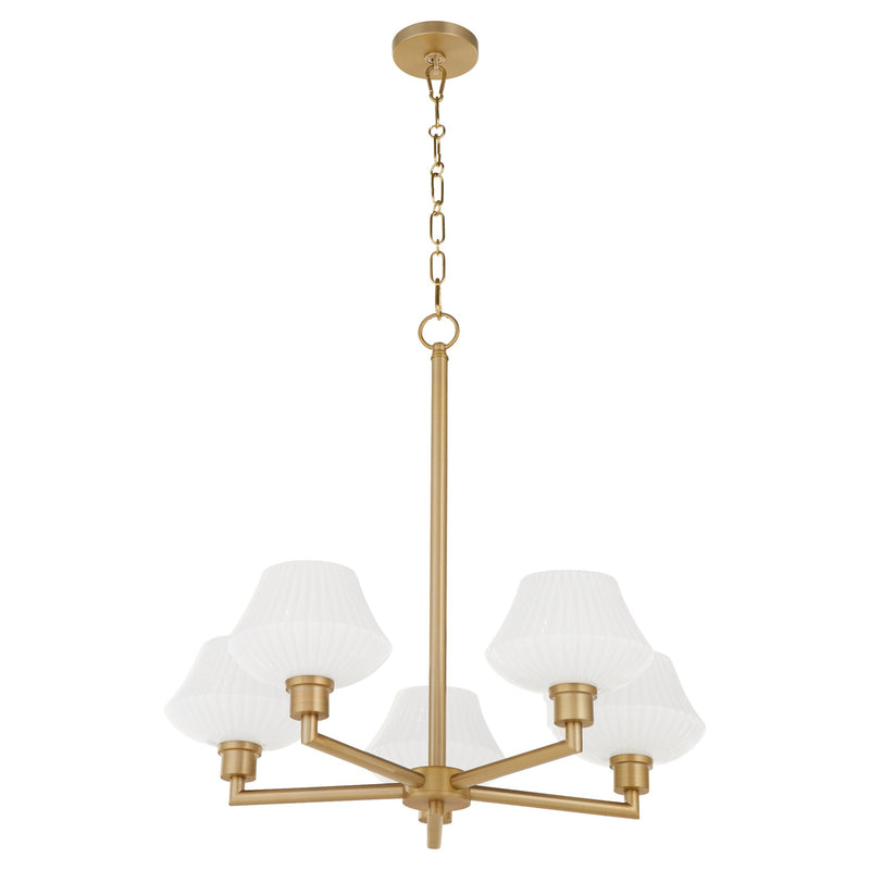 Cassini 5 Light Chandelier in Aged Brass