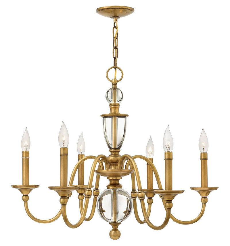 Eleanor 6-Light Chandelier in Heritage Brass