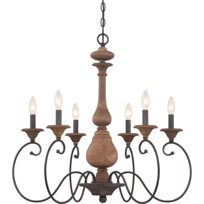 Auburn 6-Light Chandelier in Rustic Black