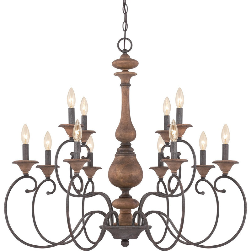 Auburn 12-Light Chandelier in Rustic Black