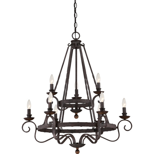 Noble 9-Light Chandelier in Rustic Black - Lamps Expo