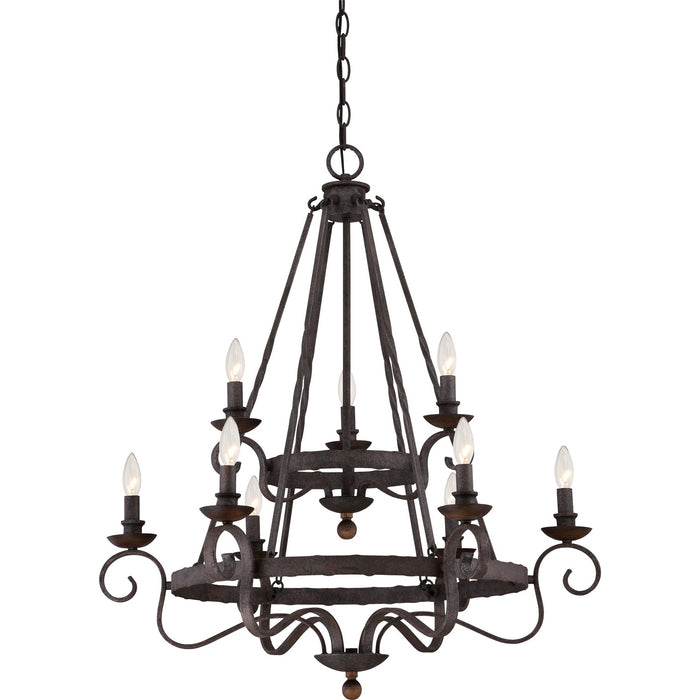 Noble 9-Light Chandelier in Rustic Black - Lamps Expo