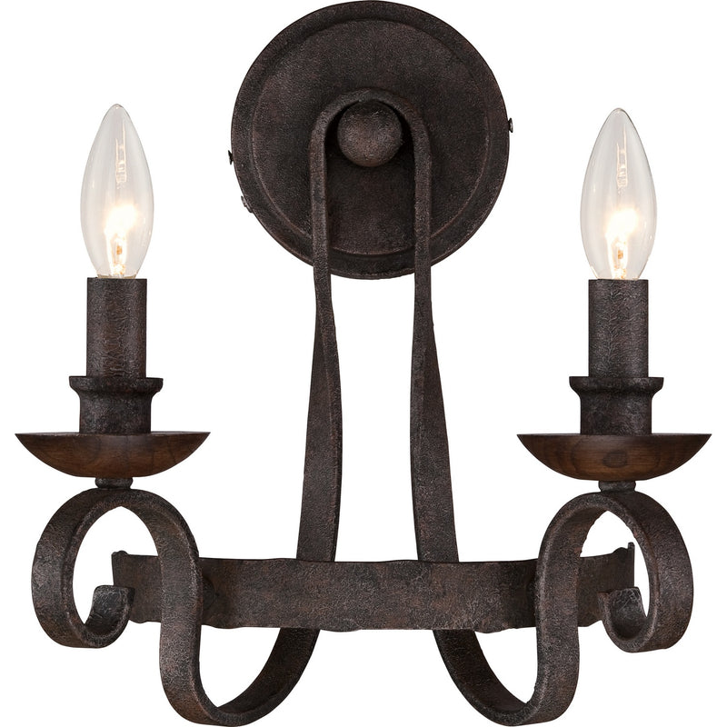 Noble 2-Light Wall Sconce in Rustic Black - Lamps Expo
