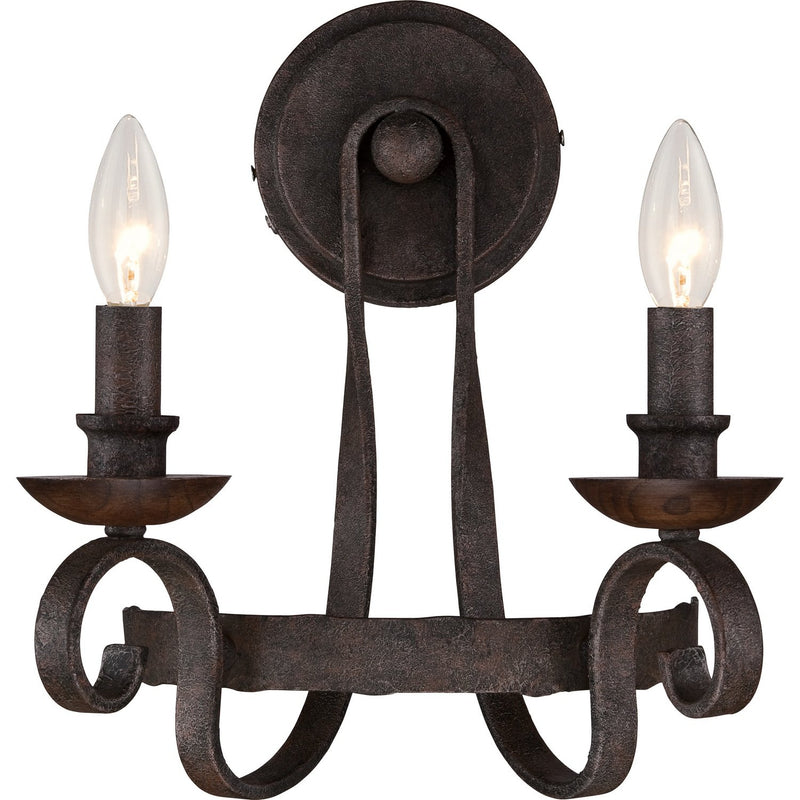Noble 2-Light Wall Sconce in Rustic Black