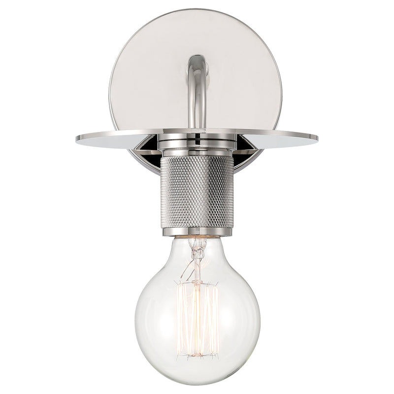 Central LED Wall Sconce in Polished Nickel
