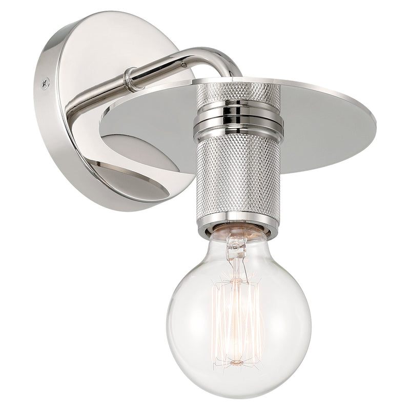 Central LED Wall Sconce in Polished Nickel