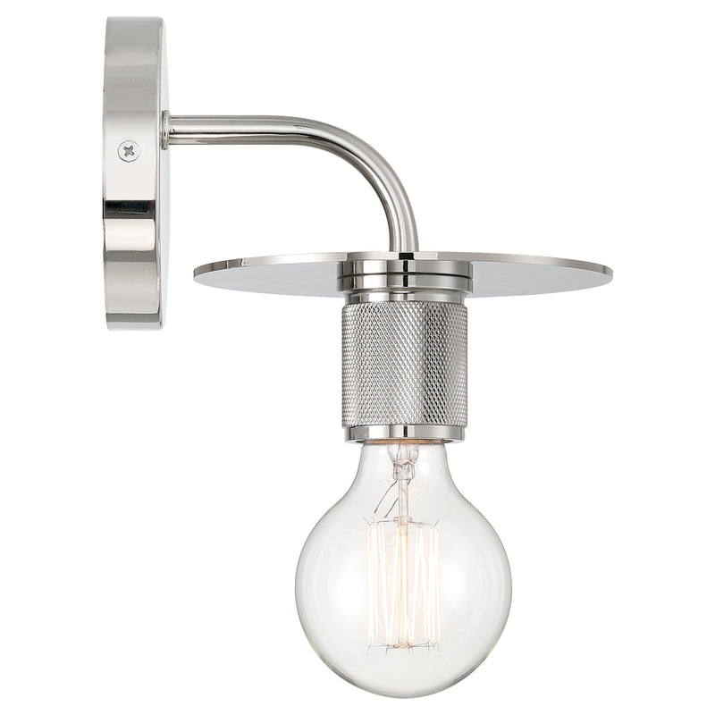 Central LED Wall Sconce in Polished Nickel