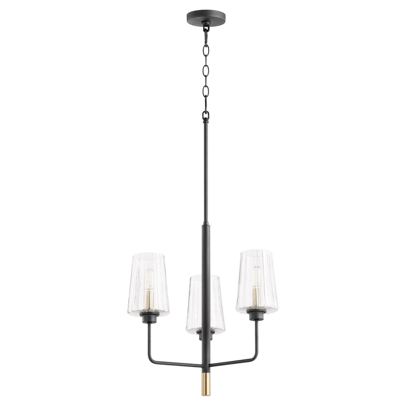Dalia 3 Light Chandelier in Textured Black / Aged Brass