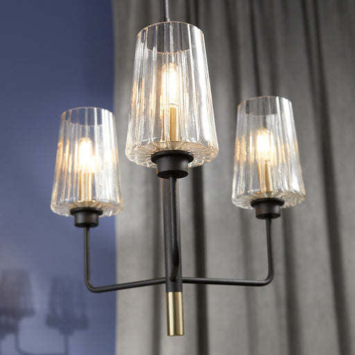 Dalia 3 Light Chandelier in Textured Black / Aged Brass