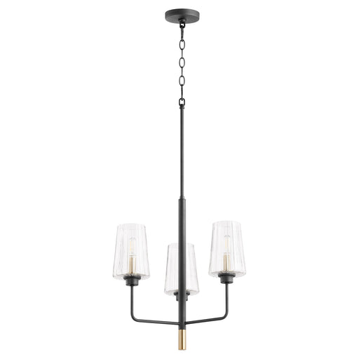 Dalia 3 Light Chandelier in Textured Black / Aged Brass