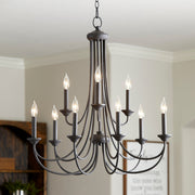 Brooks 9 Light Chandelier in Textured Black