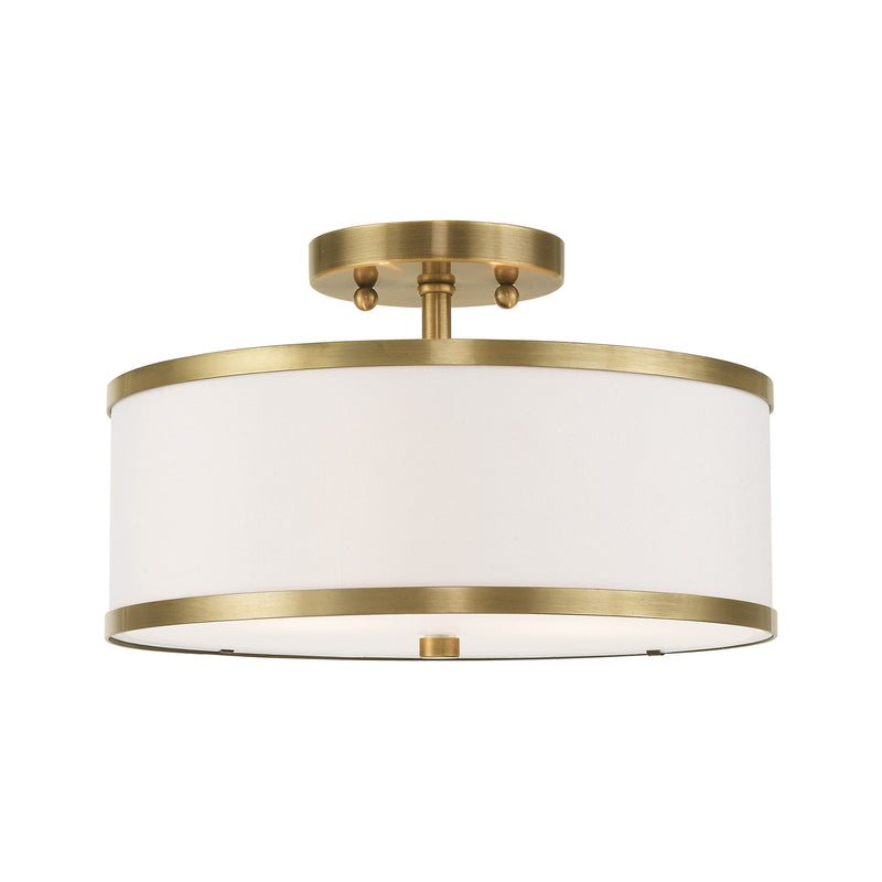 Park Ridge 2-Light 13" Semi-Flush Mount in Antique Brass