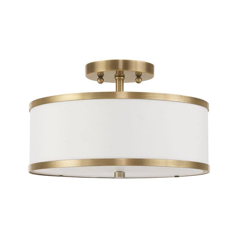 Park Ridge 2-Light 13" Semi-Flush Mount in Antique Brass