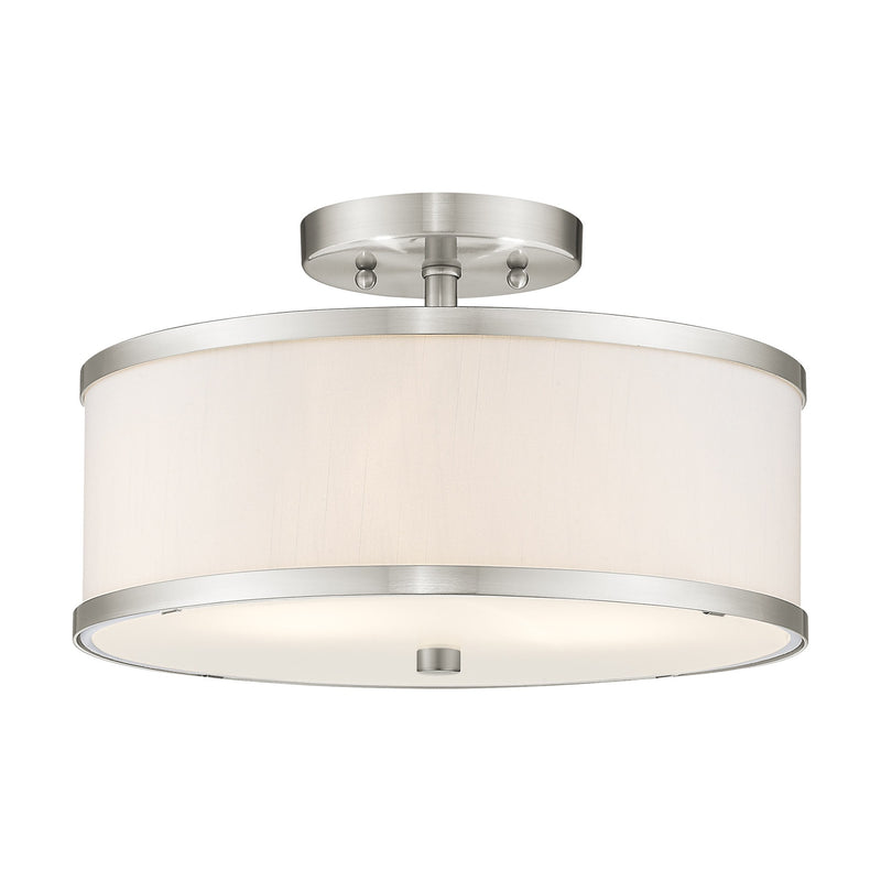 Park Ridge 2-Light 13" Semi-Flush Mount in Brushed Nickel