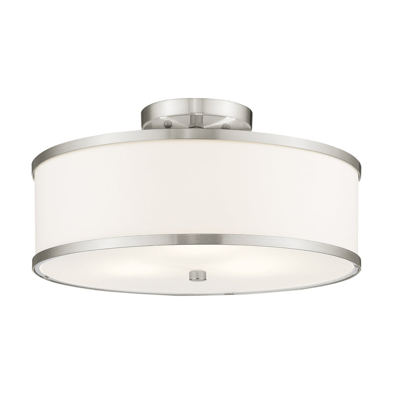 Park Ridge 3-Light 15" Semi-Flush Mount in Brushed Nickel