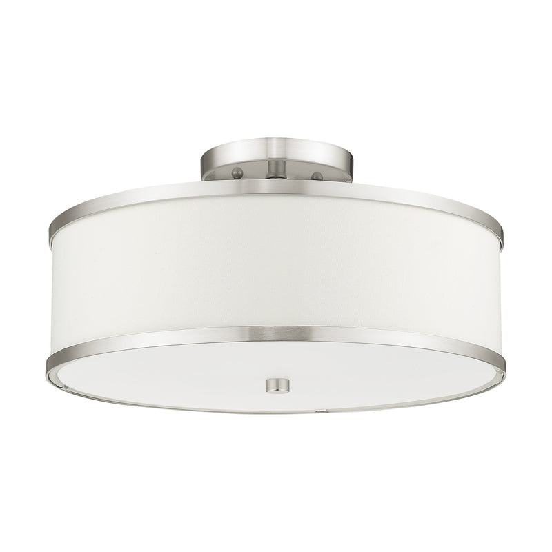 Park Ridge 3-Light 15" Semi-Flush Mount in Brushed Nickel