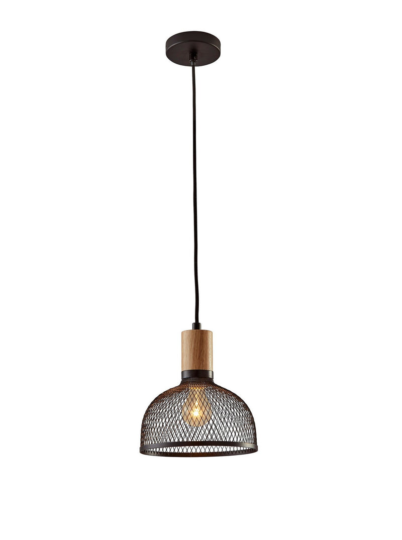 Dale Mini Pendant in Matte Black & Natural Rubber Wood