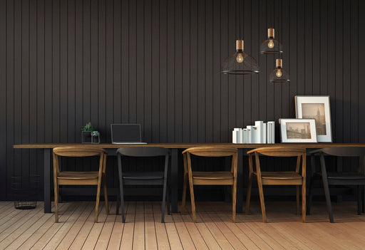 Dale Mini Pendant in Matte Black & Natural Rubber Wood