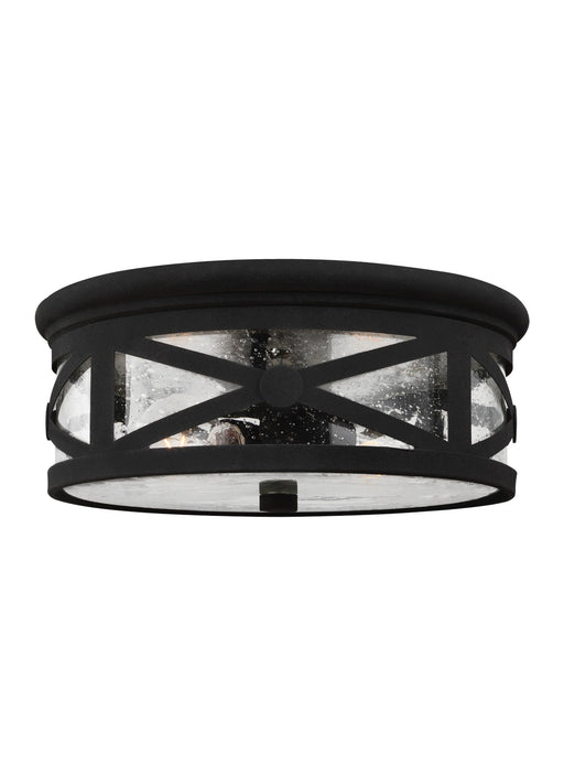 Outdoor Ceiling Two Light Outdoor Flush Mount in Black