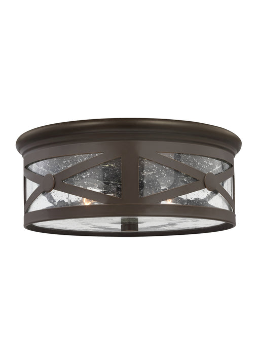 Outdoor Ceiling Two Light Outdoor Flush Mount in Antique Bronze