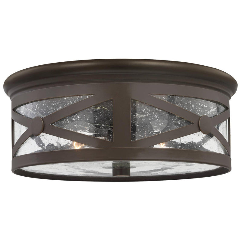 Outdoor Ceiling 13" 2-Light Outdoor Flush Mount in Antique Bronze