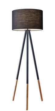 Louise Floor Lamp in Black Painted W. Wood Tips