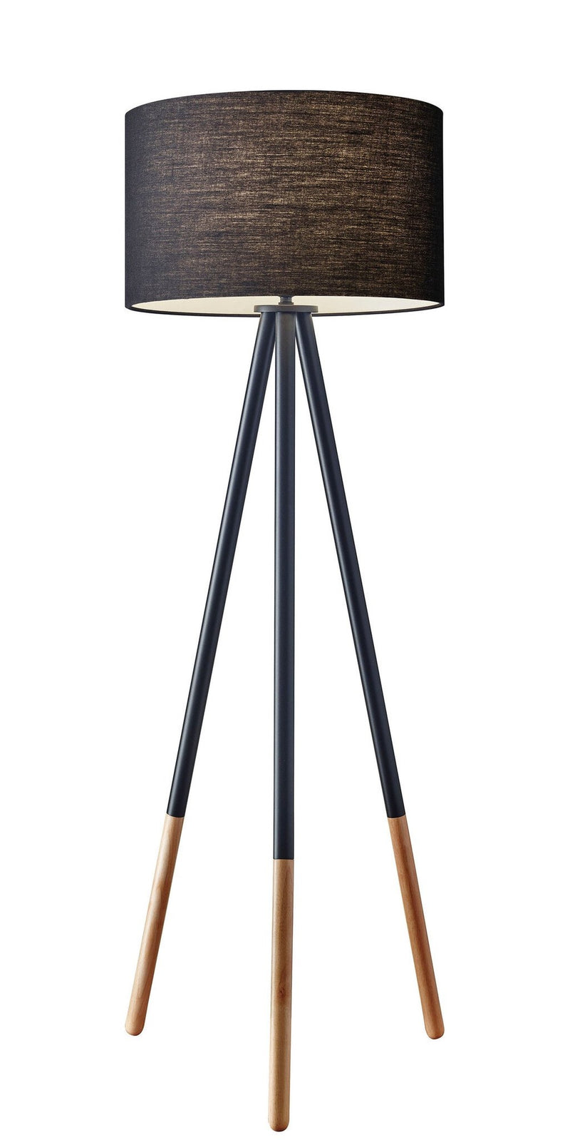 Louise Floor Lamp in Black Painted W. Wood Tips