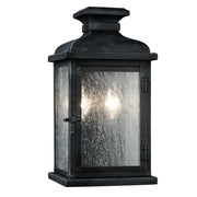 Pediment 2-Light Small Outdoor Wall Lantern in Dark Weathered Zinc