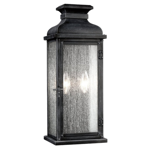 Pediment 2-Light Medium Outdoor Wall Lantern in Dark Weathered Zinc