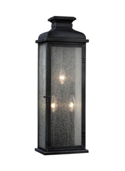 Pediment 3-Light Large Outdoor Wall Lantern in Dark Weathered Zinc
