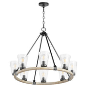 Paxton 30.5" 8 Light Chandelier in Textured Black / Weathered Oak Finish