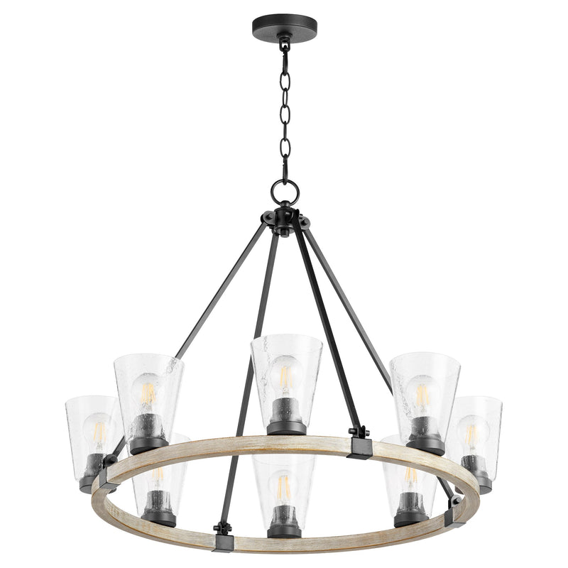 Paxton 30.5" 8 Light Chandelier in Textured Black / Weathered Oak Finish
